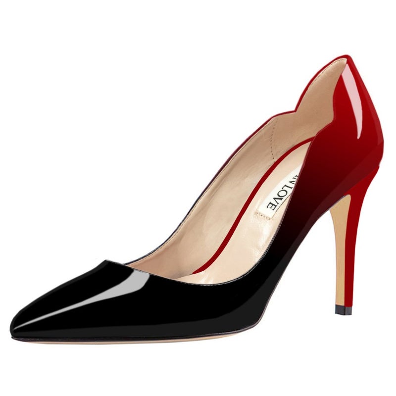 JOY IN LOVE Pumps for Women 3.5" Stiletto High Heels Pointy Toe Pumps Shoes Red Black 9US - Image 1